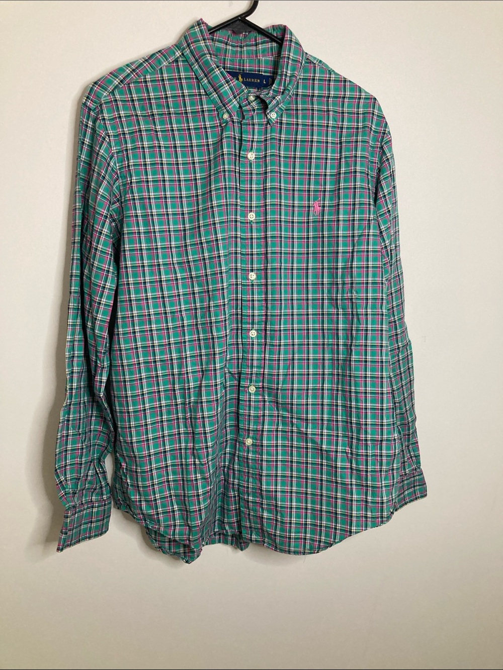 Ralph Lauren Teal and Pink Plaid Button-Down Shirt